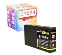 GWJJMK T7021 T7022 T7023 T7024 7021 7022 7023 7024 Remplacement Compatible en Cartouche à Encre Noir Compatible pour Epson WP 4025 4015 4525 4545 4595 Imprimante Yellow