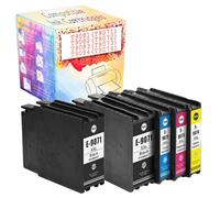 GWJJMK T9081 T9082 T9083 T9084 T9071 T9072 T9073 T9074 Remplacement Compatible en Cartouche À Encre Noir Et Couleur pour Epson WF-6090DW 1 Set+1 Black