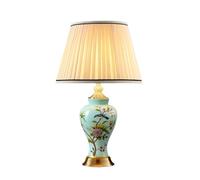 GWJKG American Style Ceramic Bedside Fabric Lampshade Nightstand Lamp Bedroom Table Lamps for Living Room Color Remote Control Size 38 * 68cm