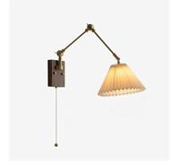 GWJKG Appliques du Bras Swing Laiton Vintage avec Ombre en Tissu plissé à Main, luminaires d'éclairage Mural réglables pour Maison, la Chambre, Salon, Le Couloir, Les Lampes murales décoratives