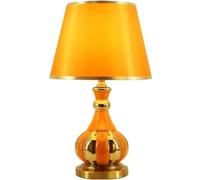 GWJKG Bedside Ceramic Fabric Lampshade Desk Light Nightstand Lamp Eye Protection Table Lamps for Living Room (Color Blue, Size : Remote Control Switch)