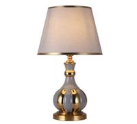 GWJKG Bedside Ceramic Fabric Lampshade Desk Light Nightstand Lamp Eye Protection Table Lamps for Living Room (Color Blue, Size : Remote Control Switch)