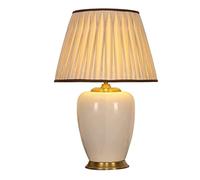 GWJKG Bedside Large Ceramic Desk White Glazed with Shade Nightstand Lamp Table Lamps for Living Room (Color : Dimmer Switch)