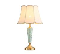 GWJKG Bedside Octagonal Fabric Lampshade Bedroom Lights American Ceramic Copper Nightstand Desk Lamp Table Lamps for Living Room Size Dimming Switch