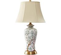 GWJKG Ceramic Bedside Full Copper Study Hotel Decoration Desk Nightstand Lamp Bedroom Table Lamps for Living Room (Color : Button Switch)