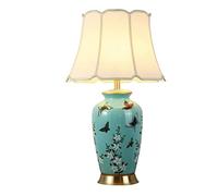 GWJKG Ceramic Chinese Bedside Desk Lamp Bedroom College Dorm Table Lamps for Living Room (Color : Remote Control Switch)