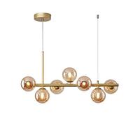 GWJKG CHANDELERS Chandelier 7-Light Mid Century Chandelier Pendant Light Black and Chandelier Globe Globe Shade Plafond Pendant Light for Living Room Bedroom Kitchen (Blanc) (Amber)