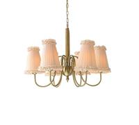 GWJKG Chandelier pour Filles pour Chambre à Coucher en Or français Country French Country with Tissu Pleed Fabric Vintage Suspension Pendre Light Dining Chandelier pour Kids Room Living Room Kitchen