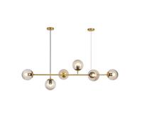 GWJKG Chandeliers Globe Globe Chandelier Éclairage 6-Light Gold Mid Century Chandelier Metal Plafond Pendant Light avec Shade en Verre pour Le Salon Farmhouse - Gris Gris, 4-Light (4-Light) (Noir)