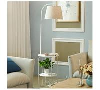 GWJKG Corner Nordic Wrought Iron USB Charging Port with Storage Tray Fabric Lampshade Light Standing Lamp Floor Lamps for Living Room (Color : D)
