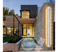 GWJKG des lumières murales extérieures solaires Super Lumineuses avec télécommande, 100 cm d'applications à minimalistes Modernes, Acrylique Aluminium imperméables, idéal pour la sécurité du