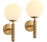 GWJKG Ensemble d'éclairage d'applications murales Verre Golden Globe Moderne 2 avec Une télécommande Distance Lampe Murale en métal sans Fil intérieure Salle Bain de pour la Chambre à Coucher