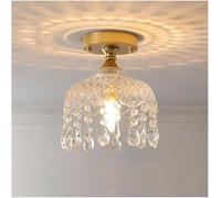 GWJKG Gold Semi Flush Mount plafonnier Lampe Cristal Crystal Petit en Verre Fleur de Fleur en Laiton cristallin cristallin, d'éclairage