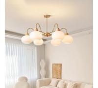 GWJKG Grand Spoutnik Chandelier Mid Century Semi Flush Mound Plafond Light Antique Lampe Suspendue Nordic Wood Farmhouse Pendant Lightture for Living Bedroom Dining Room (6 lumières)