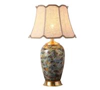 GWJKG Hand Painted Gold Ceramic American Farmhouse Traditional Bedside Desk Nightstand Lamp Table Lamps for Living Room Color Remote Control Switch, Size