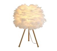 GWJKG Lampe à Table Plumes Modernes 15,3 Pouces avec Support métal Finition en Or pour Le Chambre, décoration de Salle des Filles adaptée Salon, dortoir, au Bureau, (Blanc)
