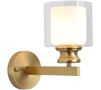 GWJKG Lampe Chevet de tête, Application en Laiton médiévale avec lumière Murale à Double Nuance, luminaires muraux cylindriques Candelabra, pour Le Salon