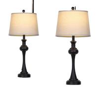 GWJKG Lampe Moderne avec USB A C AC Out Soir, Chambre, NIGHTERTAND, Table Basse, Ampoules incluses pour Salon, dortoir, Le Bureau, (Noir de 2)