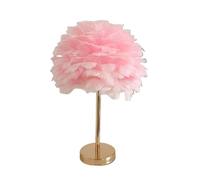 GWJKG Lampe Table Chevet créative Plumes avec Support en Or, la décoration d'atmosphère de Chambre à Coucher Cadeau adapté Salon, dortoir, au Bureau, (Rose)