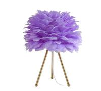 GWJKG Lampe Table Plumes Modernes 15,3 Pouces avec Support métal Finition en Or pour Le Chambre, décoration de Salle des Filles adaptée Salon, dortoir, au Bureau, (Violet)