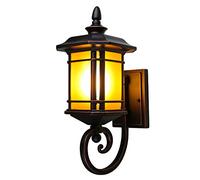 GWJKG Lampes murales extérieures, Passeport légère extérieure à la paroi, Lampe Murale imperméable pour, terrasse, Balcon, Conception Lanterne de Chariot, enclos Noire Matt avec Verre Ambre