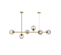 GWJKG Lustres Globe Globe Chandelier Éclairage 6-Light Gold Gold Mid Century Chandelier Plafond Plafond Pendant Light avec Une Teinte en Verre pour la Ferme du Salon - Black, Gris fumé (Blanc) (4)