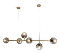 GWJKG Lustres Globe Globe Chandelier Éclairage 6-Light Gold Gold Mid Century Chandelier Plafond Plafond Pendant Light avec Une Teinte en Verre pour la Ferme du Salon - Black, Gris fumé (Blanc)