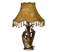 GWJKG Luxurious Hand Carved Resin Bedside Fabric Lampshade Nightstand Lamp Bedroom Table Lamps for Living Room Color Dimmer Switch, Size