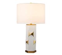 GWJKG Nordic Ceramic Electroplated Embossed Bedside Lamp with Fabric Shade Bedroom Office Table Lamps for Living Room Color White Size : Dimmer Swi