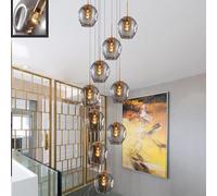 GWJKG Plafond Lampe Creux loft lustlier hôtel créatif Villa Cage d'escalier Haut Plafond Pendentif léger escalier Minimaliste en Long, Bleu dégradé, 8 têtes (Gris, 8 têtes)