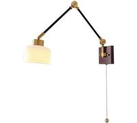 GWJKG Vintage Industriel Ferme en Or Noir Verre Lait Mid siècle Alivable Swing Amle Pull Chain Wall Lightture avec Base E26 pour la lit de Chambre à Coucher
