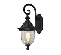 GWJKG Wall Sconce American Country Waterproof Rust Outdoor Wall Lamp Fixture Balcony Aisle Villa Extérieur Lighting Patio Black Metal Lights with Frosted Glass Shade Waterproof