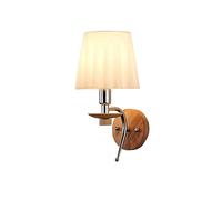 GWJKG Wall Sconce American Fabric Wall Lamp, Retro Iron Art Glass Wall Light, Industrial Wooden Vintage Bedroom Bedside Lamp Decoration For Hôtel, Bed, Living Room, Study, Restaurant W