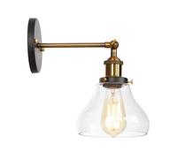 GWJKG Wall Sconce Attic Retro Wall Lamp Ovale Transparent Glass Wall Lamp Vintage Industrial Home Wall Light Metal Base Lightfor Restaurant Aisle Stairs Warehouse Waterproof
