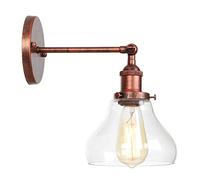 GWJKG Wall Sconce Attic Retro Wall Lamp Ovale Transparent Glass Wall Lamp Vintage Industrial Home Wall Light Metal Base Lightfor Restaurant Aisle Stairs Warehouse Waterproof