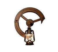 GWJKG Wall Sconce Creative Mediterranean Solid WoodRudder Retro Wall Lamp Rustique Horse Lanterns Indoor Glass Metal Kerosene Lamp Rural Country Bardor Aisle Sconce Wall Lighting Waterpr