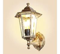 GWJKG Wall Sconce European Traditional Outdoor Waterproof Light Retro Creativity Rainproof External Clear Glass Lantern Hexagonal Wall Lamp Balcony Villa Garden Sconce Fixtures Water