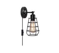 GWJKG Wall Sconce Wrought Iron Retro Industrial Wind Iron Cage Wall Lamp E 27 Personality Living Roomdor Aisle Staircase Porch Lighting Bracket Light Tungsten Switch Room Butt