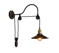 GWJKG Wall SconceIndustrial Pulley Wall Light Retro Creative Metal Lift Pulley Stairs Wall Lighting Adjustable Gooseneck Wall Lamp Fixture for Kitchendor Balconys Fixture Water
