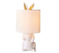 GWJKG White Resin Rabbit Desk Nightstand Bedroom Decor Light Bedside Vintage Lamp Table Lamps for Living Room Color : Remote Control Switc
