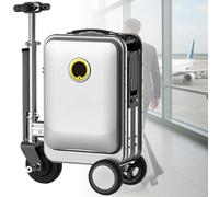 GwlThixion 20'' Valise électrique Intelligente pour Voyage, Valise électrique Que Vous Pouvez chevaucher, Bagage Cabine en Aluminium, réglage de la Vitesse, Port de Charge Externe Silver-B