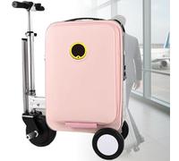 GwlThixion 20'' Valise électrique Intelligente pour Voyage, Valise électrique Que Vous Pouvez chevaucher, Bagage Cabine en Aluminium, réglage de la Vitesse, Port de Charge Externe Pink-A