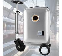 GwlThixion Valise électrique Que Vous Pouvez chevaucher, 20'' Valise électrique Intelligente pour Voyage, contrôle Via Application, Port de Chargement Externe, Charge maximale de 110 kg Silver-B