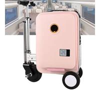 GwlThixion Valise électrique Que Vous Pouvez chevaucher, Valise Intelligente avec Batterie Amovible de 94,6 Wh, Valise Intelligente Électrique avec Siège Intégré, Bagage Cabine en Aluminium Pink-A