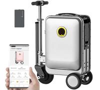 GwlThixion Valise électrique transportable, Valise électrique 20 Pouces avec Bloc d'alimentation Amovible 94,6 Wh, Coussin de siège et Housse Anti-poussière, Batería de Larga duración Silver-A