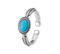 GWSGSFAS Bague Ajustable en Argent Sterling 925 avec Turquoise Ellipse pour Femme, Bijou de Luxe Vintage pour Mariage