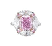 GWSGSFAS Bague Ajustable en Argent Sterling 925 avec zircone Rose carré pour Femme, Bague de fiançailles, Bijou Vintage de Luxe, Argent, Ajustable