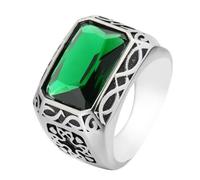 GWSGSFAS Bague carrée Unique en Imitation émeraude au Look rétro Vieilli pour Homme - Vert - 7