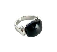 GWSGSFAS Bague élégante en agate noire lapis lazuli naturelle pour femme, 8, Métal, Zircone cubique