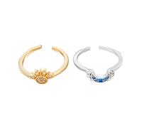 GWSGSFAS Bague ouverte réglable pour couple Soleil et Lune - Empilable - Bijoux assortis pour les amoureux - Accessoires de cadeau tendance, Réglable, Métal, Pas de pierre précieuse